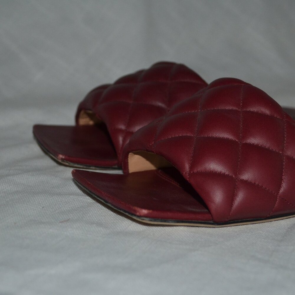 $1350 37 6.5 Bottega Veneta Lido Burgandy Slipper Woven Leather Sandals … - Picture 3 of 12
